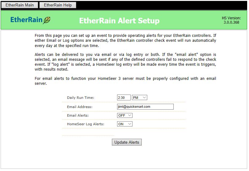 EtherRain HomeSeer Alerts